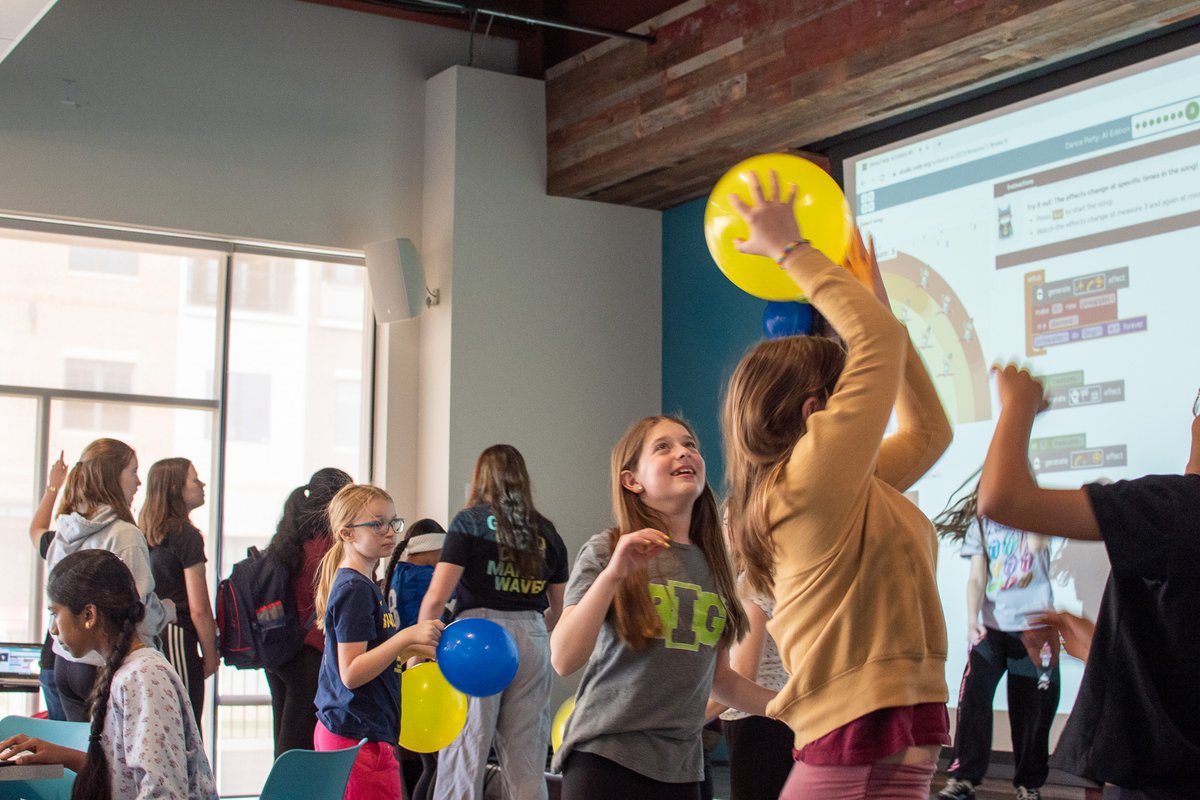 NewBoCo's tweet photo. NewBoCo's Girls Who Code clubs wrapped up their spring session with a fun event combining coding and dance. Participants programmed dance moves to their favorite music. Thanks to all who made this event great for our club members! #GWC #NewBoCo #STEM https://t.co/i4gDESHfo4