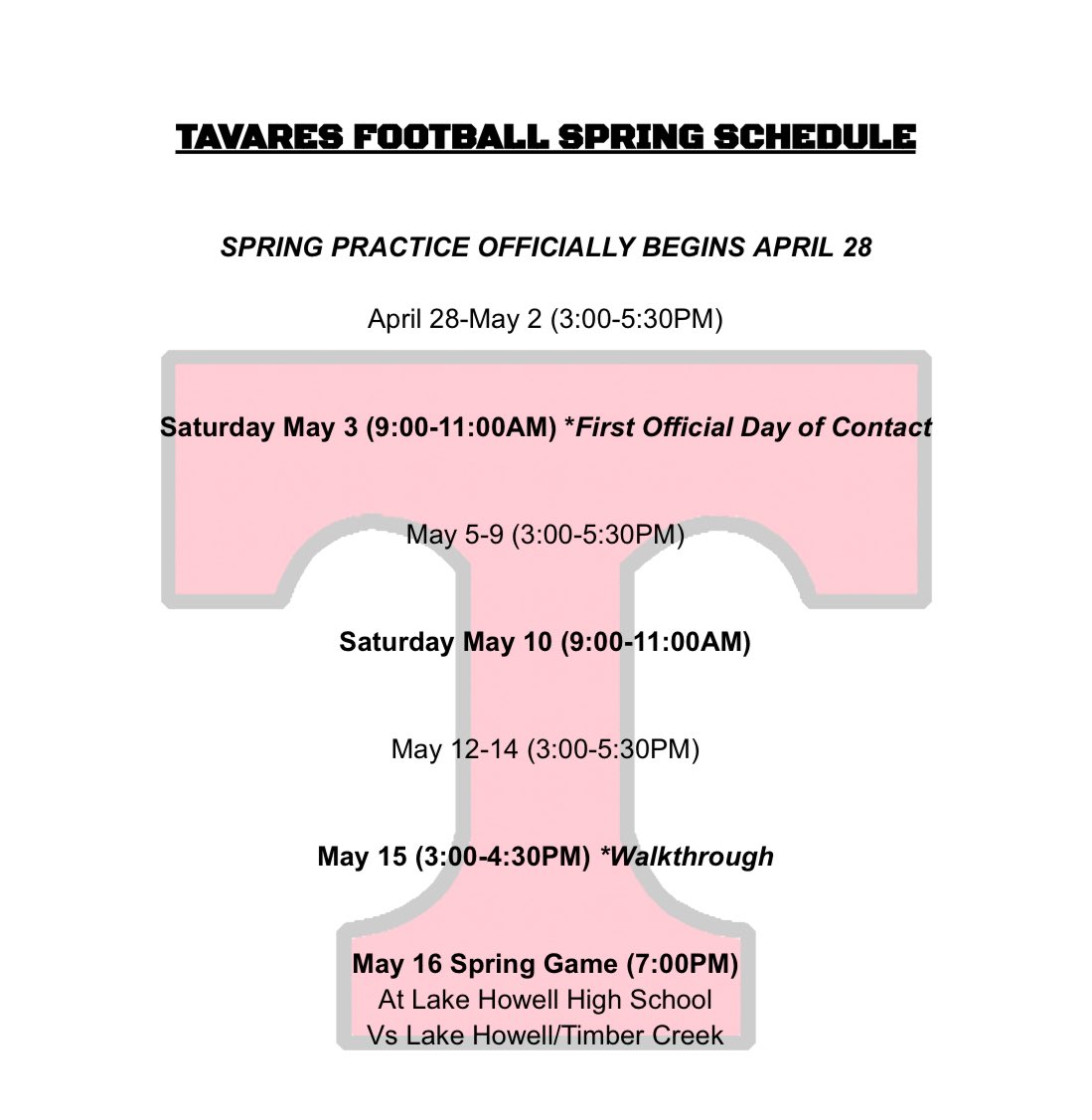 Tavares Football (@footballtavares) on Twitter photo ‼️SPRING IS ALMOST HERE‼️
With Spring Ball right around the corner, the Dawgs are getting hungry! Here’s the 2025 Spring Ball schedule for Tavares.
Coaches, come drop by and see what the Dawgs are all about! 🔴⚪️ #TavaresMade
<a href="/FlaHSFootball/">FloridaHSFootball.com</a> <a href="/PrepRedzoneFL/">Prep Redzone Florida</a> <a href="/DanLaForestFB/">Dan LaForest 🏈</a> ‼️SPRING IS ALMOST HERE‼️
With Spring Ball right around the corner, the Dawgs are getting hungry! Here’s the 2025 Spring Ball schedule for Tavares.
Coaches, come drop by and see what the Dawgs are all about! 🔴⚪️ #TavaresMade
<a href="/FlaHSFootball/">FloridaHSFootball.com</a> <a href="/PrepRedzoneFL/">Prep Redzone Florida</a> <a href="/DanLaForestFB/">Dan LaForest 🏈</a>