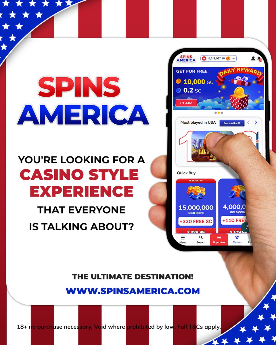 SpinsAmerica's tweet image. 🔥 Everybody’s talking about SpinsAmerica – the hottest place to play sweepstakes-style games!
Jump in, have some fun and claim your daily reward. No pressure, just good vibes.🎉🎮
-&amp;gt; spinsamerica.com

#spinsamerica #sweepstakegames