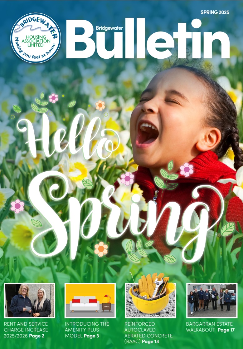 📣 Our Spring Newsletter is here!

🧾 Rent &amp; service charge updates
🏠 Amenity Plus explained
🧱 RAAC guidance
👟 Bargarran walkabout highlights

Read it now 👉 bridgewaterha.org.uk/spring-newslet…
#HousingNews #CommunityFirst #RAAC #AmenityPlus #TenantSupport
