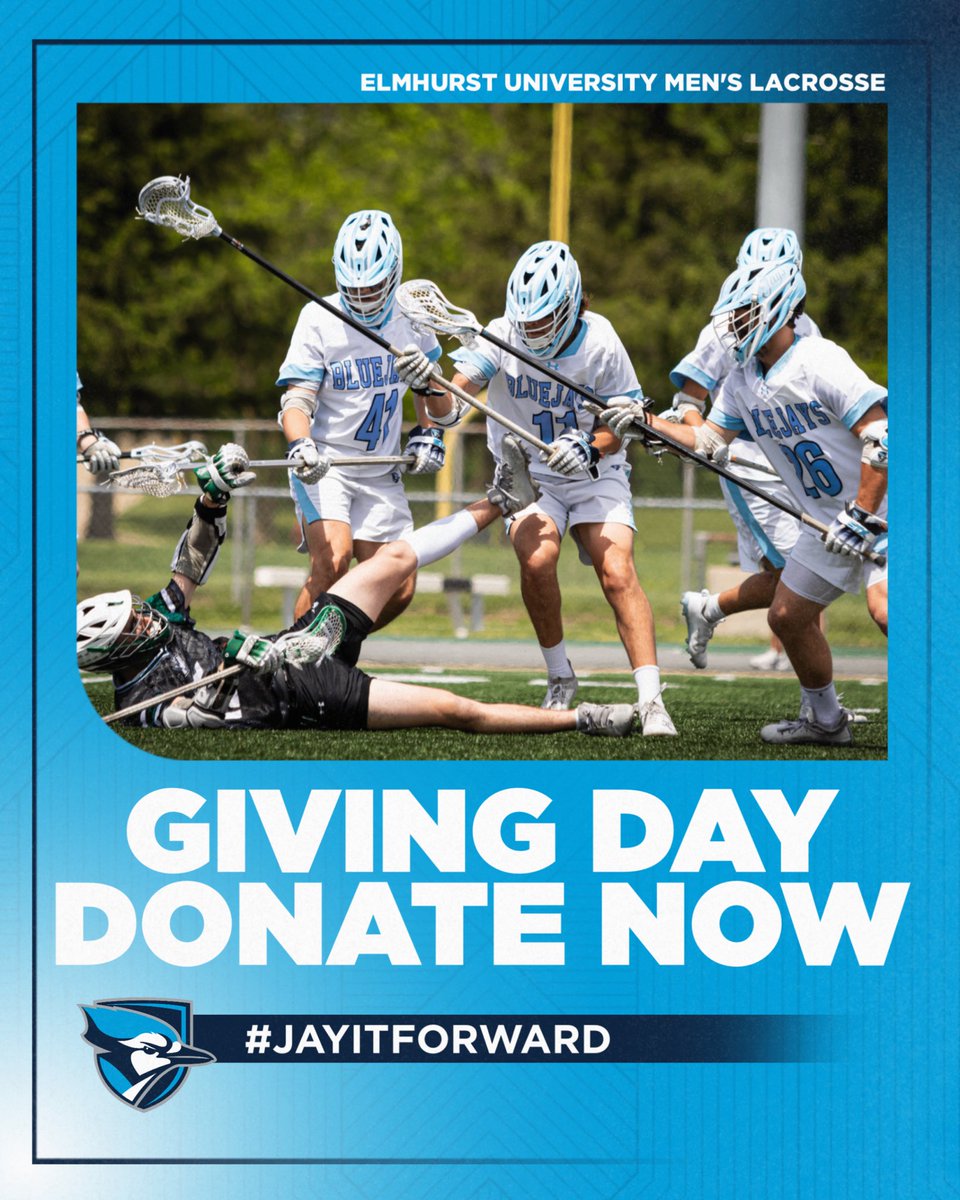 ElmhurstU_MLAX's tweet photo. Today is Giving Day! Giving Day is a chance to donate to support our team. Each donation allows us to give our players the best experience possible! Donate now through the link in our bio! #BeDangerous #JayItForward https://t.co/4RG1VTjA5o