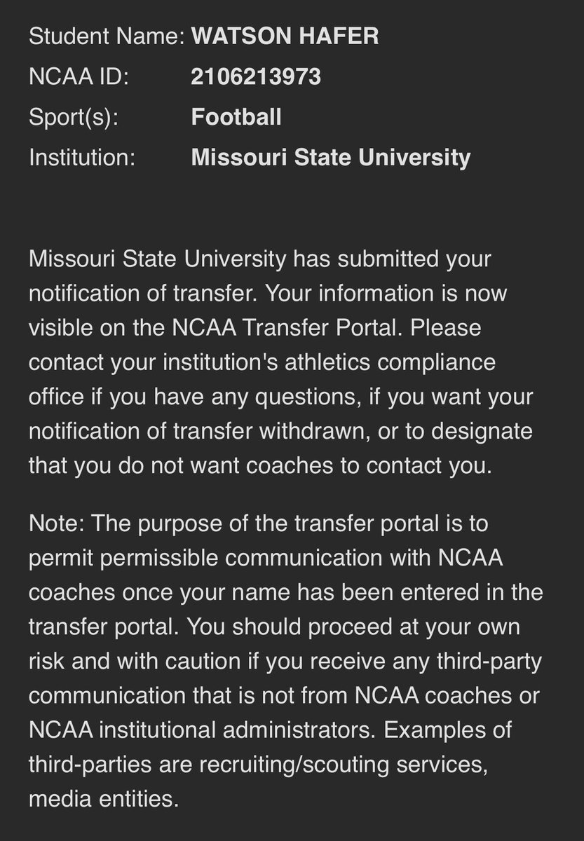 Officially in the transfer portal!