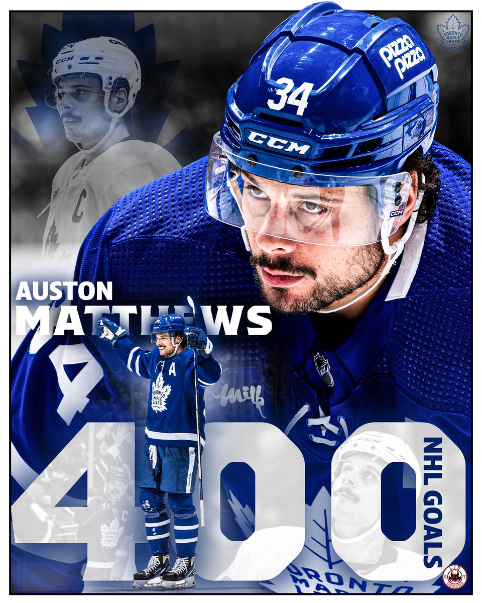 Auston Matthews scored his 400th career NHL goal in a huge game for the <a href="/MapleLeafs/">Toronto Maple Leafs</a> overall last night.
#leafsforever #leafsnation #austonmatthews 

<a href="/SNKenReid/">Ken Reid</a> <a href="/leafguy403/">🍻Kurtis From Alberta🇨🇦</a> <a href="/OurLeafsNation/">Leafs Nation</a>