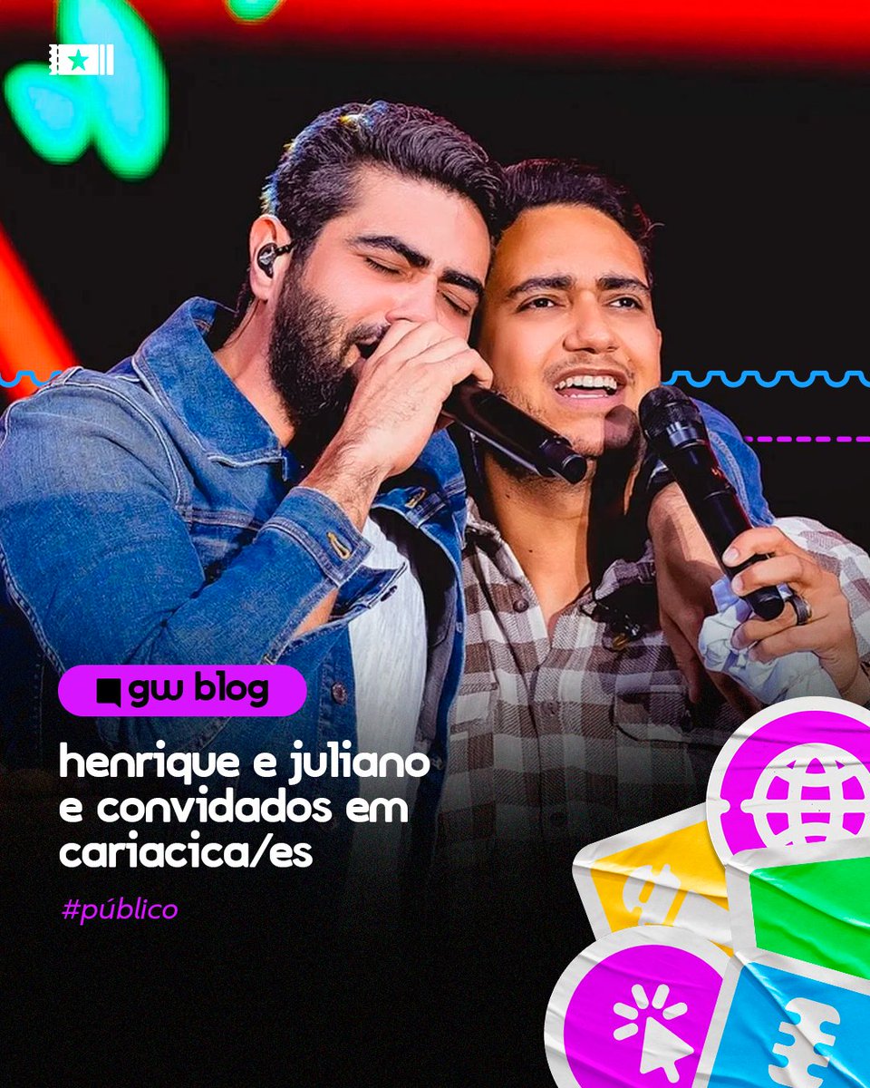 GuicheWeb's tweet image. Vai ter muita música boa com @henriqueejuliano e convidados em Cariacica/ES, dia 19/04 🎶​

Vem conferir algumas informações sobre o evento no nosso blog!
Link: blog.guicheweb.com.br/henrique-e-jul…
 
#GuicheWeb #HenriqueeJuliano #Cariacica #BlogdaGW