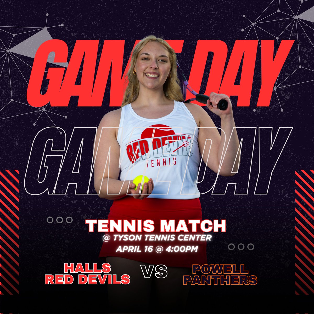 Emory Rd showdown today!!

District match for the Big Red!
🕓4pm
📍Tyson Tennis Center