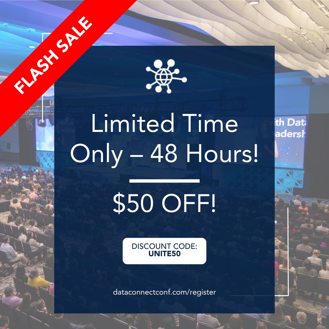 womenindataorg's tweet image. FLASH SALE! 🎉 48 hrs only → $50 OFF
Join the brightest minds in AI &amp;amp; data at #DataConnectConf

Use code: UNITE50 to register
 🔗 dataconnectconf.com/register