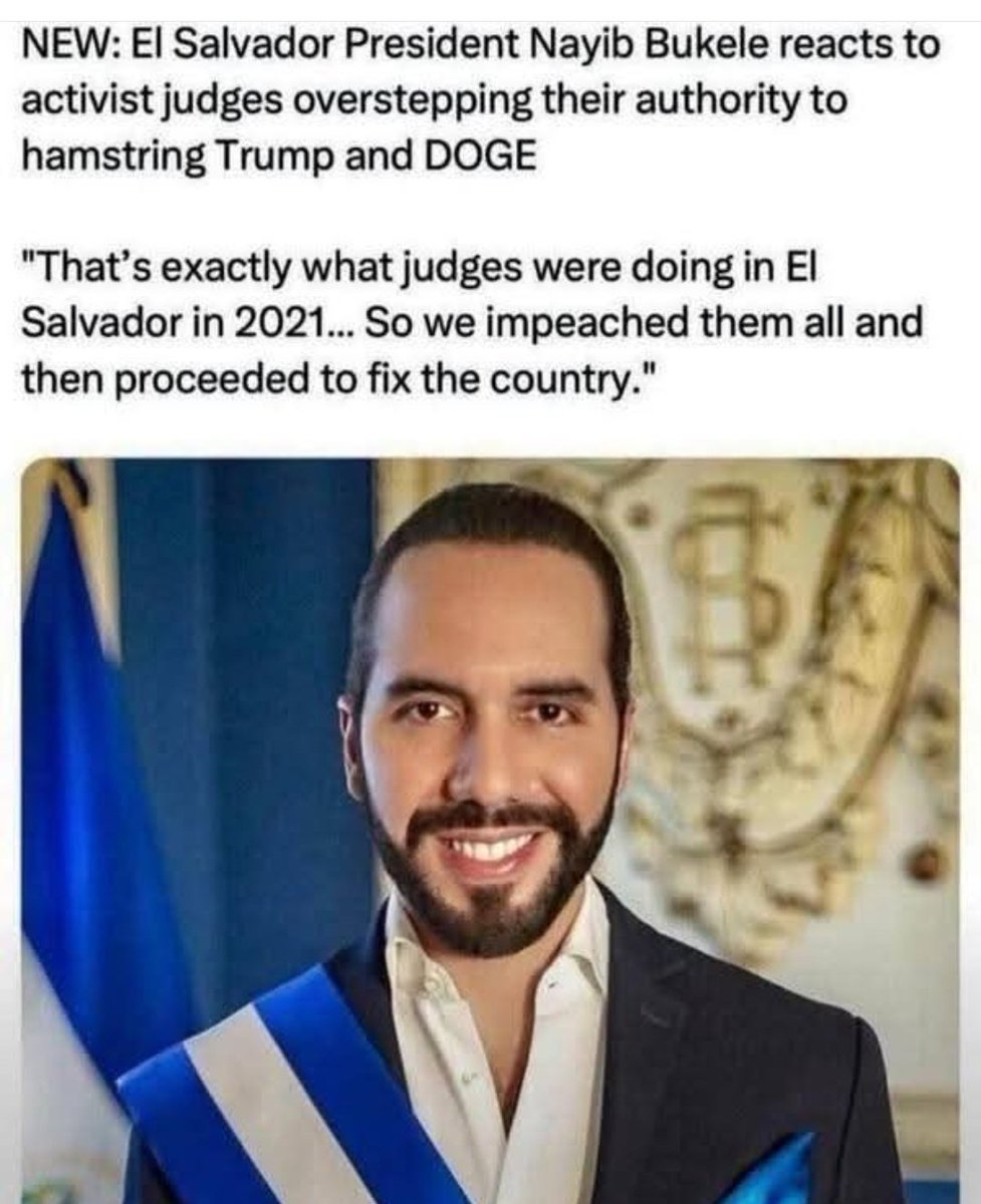 PecanC8's tweet image. El Salvador's President Bukele said they impeached all activist judges, then proceeded to fix their country.
Sounds a lot like what we need to do, too.