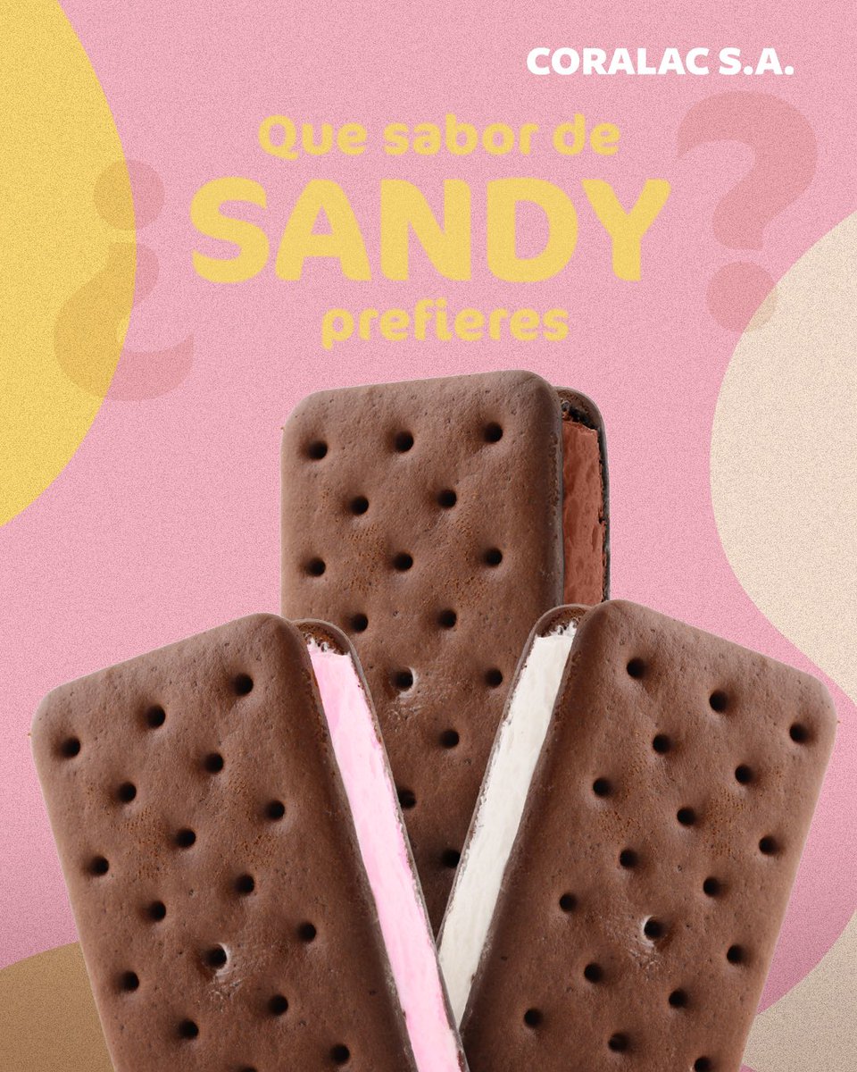 ¡Es hora de elegir! ¿Por cuál de estos sabores te decidirás?

Sandy de chocolate: el clásico que nunca falla.
Sandy de fresa: una explosión de sabor en tu boca
Sandy de vainilla: la combinación perfecta

#CoralacSA #Sandy