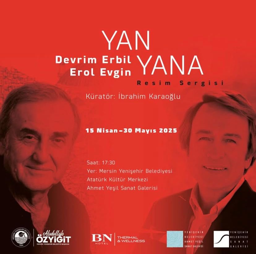 Erol Evgin’in <a href="/ErolEvginresmi/">Erol Evgin</a> hocası Devrim Erbil ile 15 Nisan Dünya Sanat Günü’nde Mersin/ Yenişehir Belediyesi Ahmet Yeşil Sanat Galerisi’nde açtıkları “Yan Yana” isimli resim sergisi sanatseverlerle buluştu.
Sergi, 30 Mayıs tarihine kadar izlenebilecek.