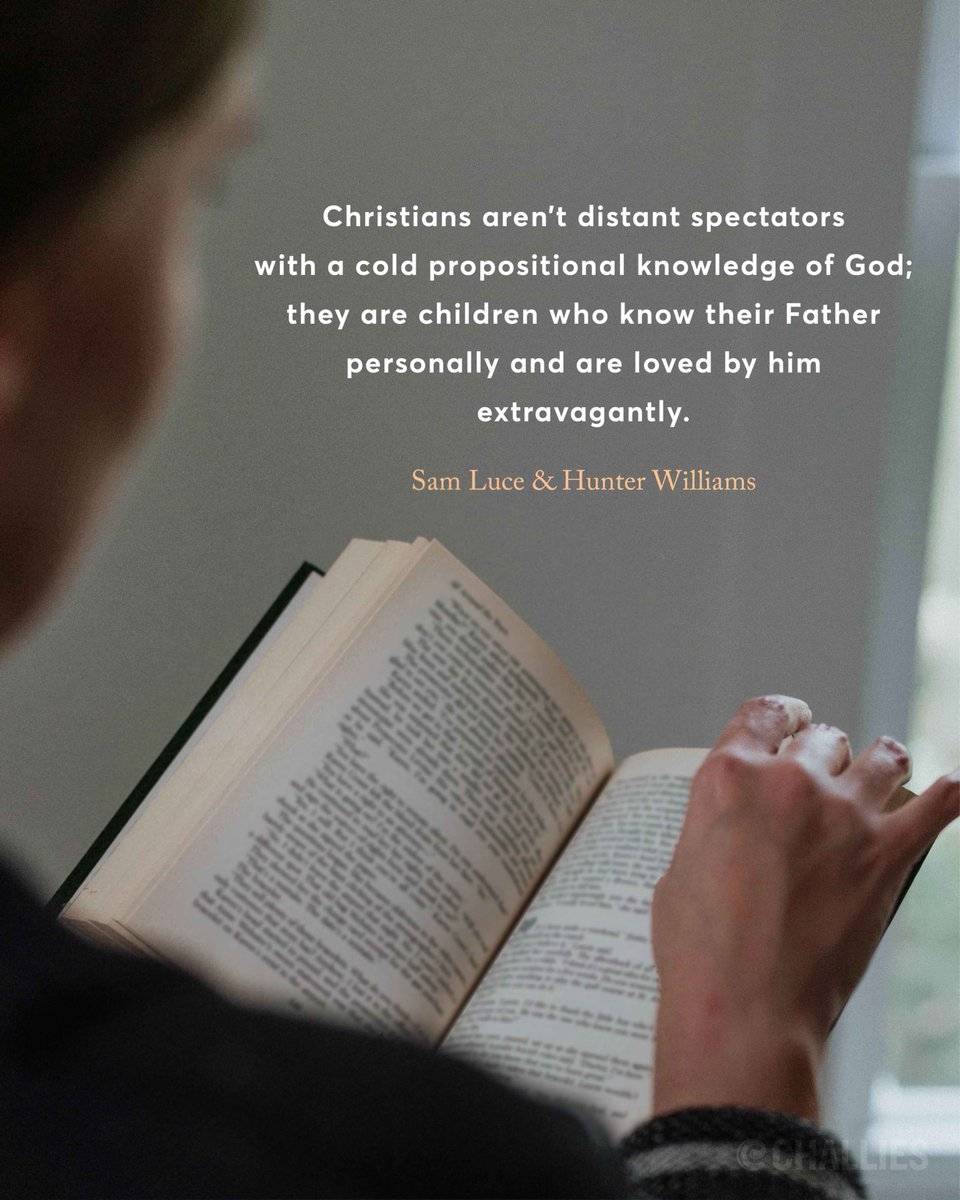LittleBlueRF's tweet photo. "Christians aren’t distant spectators with a cold propositional knowledge of God; they are children who know their Father personally and are loved by him extravagantly."
~ Sam Luce &amp; Hunter Williams (H/T: @challies) https://t.co/zAhfs67Ddr