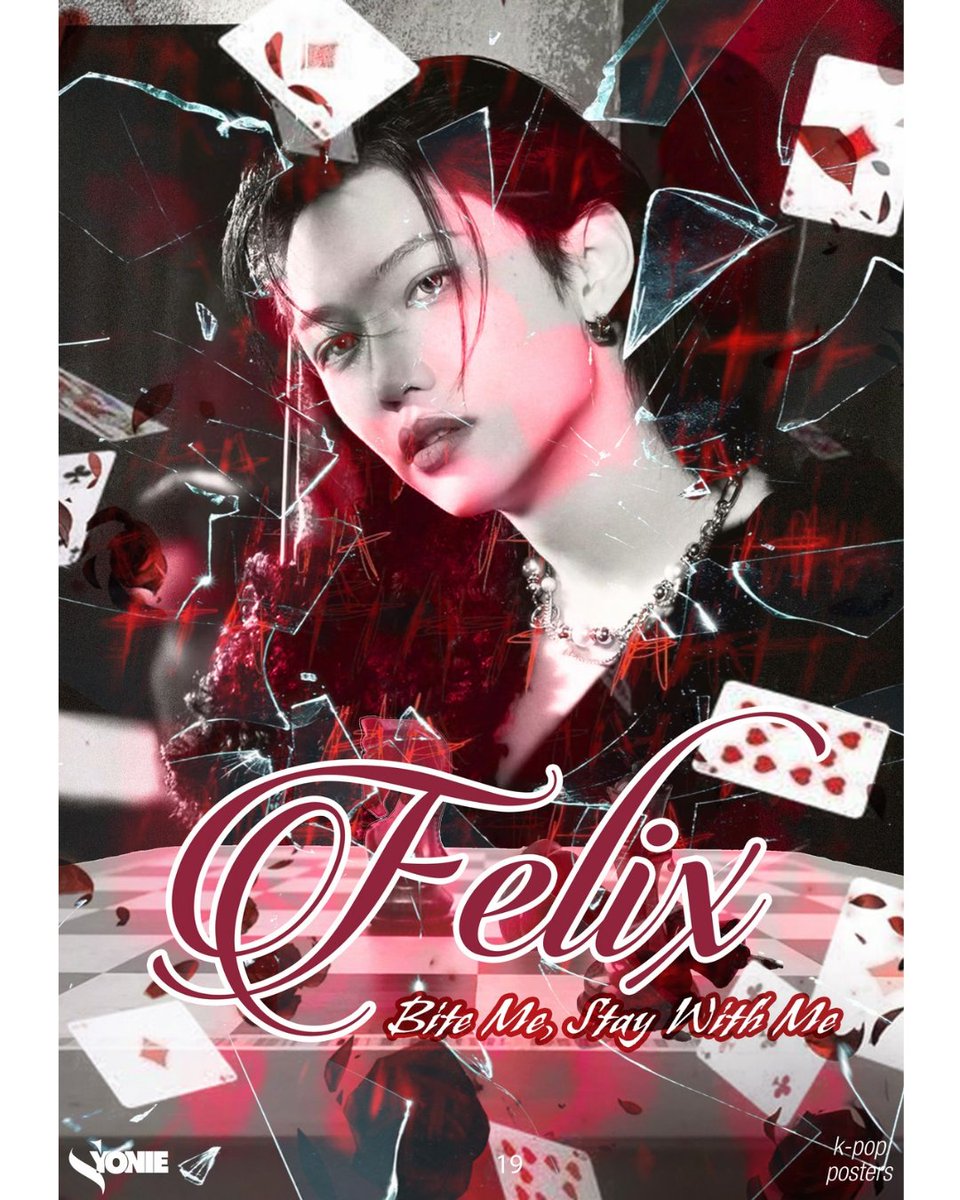 Syonie_'s tweet photo. Jour 10 du  « 1 jour, 1 Design ! » ✨...

- Aujourd'hui nous nous retrouvons pour un poster sur un thème assez Dark, suite a une idée qui m'as été donné ! Voici donc Felix dans un thème plutôt "mafia boss" haha (@StrayKids)

- Temps : 1h45 ⌛ https://t.co/1Rw6cMIaqD