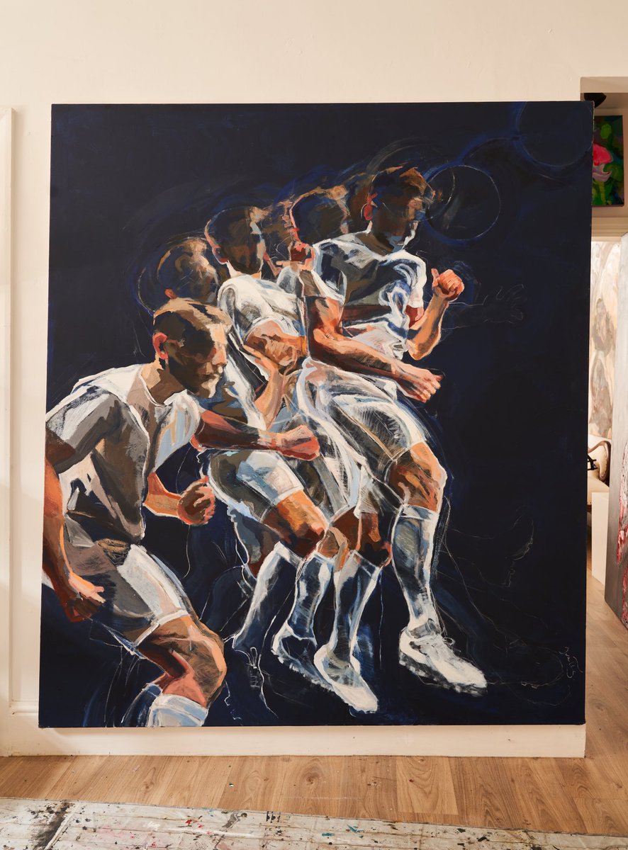 RebeccaIvatts's tweet image. Loving depicting the movement, focus and passion of football in my paintings in collaboration with @JeffAstleFdn