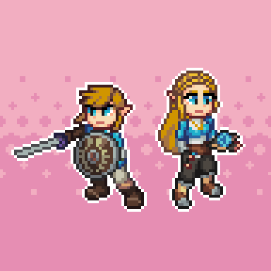 PastelZel's tweet photo. I love the Switch Zelda games, so I'm surprised this is all the fan art I could find in my files for these two games...

#pixelart #zelda #nintendo #botw #totk https://t.co/fRQdTGWJkj