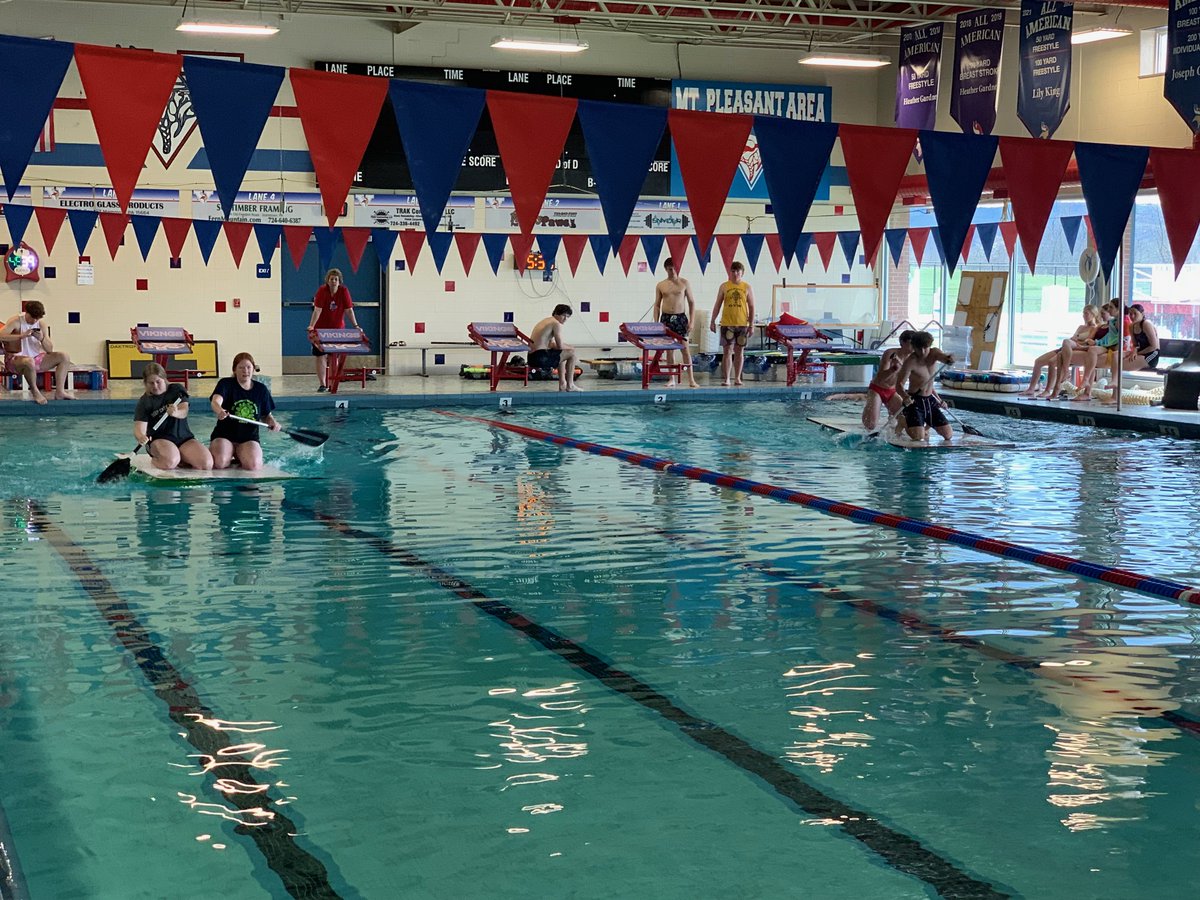 MPAVikings's tweet photo. The MP Navy is alive! 🚣♂️💦 The annual Anything That Floats competition did not disappoint! From cardboard canoes to inflatable masterpieces, our students proved that creativity really does float! 🛶😂 #FloatFest #STEMFun #SchoolTraditions @MPASDVikings https://t.co/ewaD9gOyxB