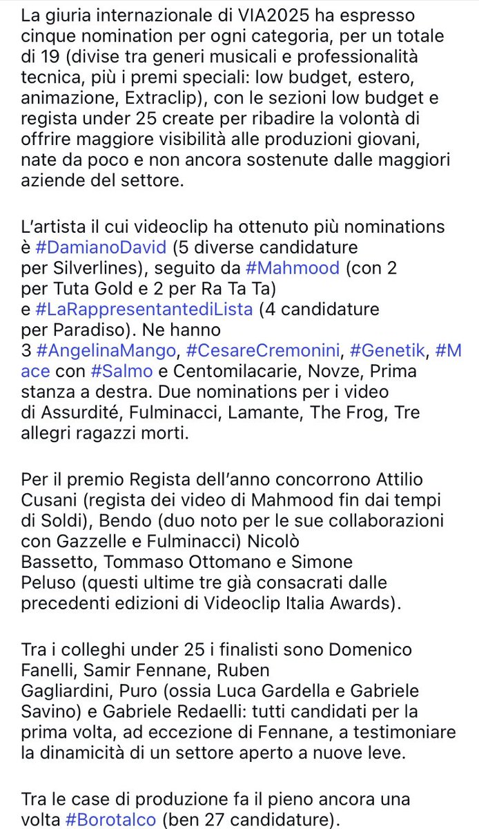 itslilystar's tweet image. Il video di SILVERLINES ha ricevuto il maggior numero di candidature ai Videoclip Italia Awards. 5 Nominations! #damianodavid #silverlines