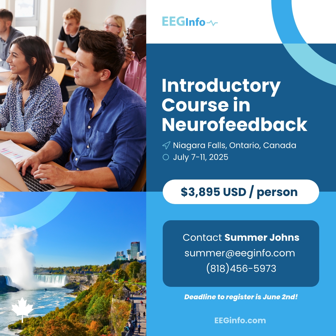 Bring neurofeedback into your clinical practice? Join EEGinfo’s Introductory Training inthe Othmer Method, designed for healthcare professionals with little to no neurofeedback experience.

July 7th-11th, 2025 - Register ASAP: eeginfo.com/courses/canada…

#NeurofeedbackTraining