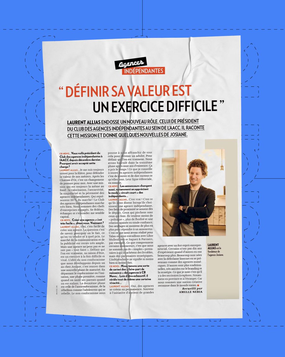 Josiane (@followjosiane) on Twitter photo Interviewé par CB News, <a href="/LaurentAllias/">Laurent Allias</a>, nouveau président du Club des agences indépendantes de l’<a href="/AACC/">えーえーしーしー@Anti AACC</a>, revient sur les grands enjeux de la filière : valoriser la singularité, affirmer sa valeur, défendre un modèle indépendant.
À lire sur <a href="/CB_News/">CB News</a> 👉bit.ly/42fgieX Interviewé par CB News, <a href="/LaurentAllias/">Laurent Allias</a>, nouveau président du Club des agences indépendantes de l’<a href="/AACC/">えーえーしーしー@Anti AACC</a>, revient sur les grands enjeux de la filière : valoriser la singularité, affirmer sa valeur, défendre un modèle indépendant.
À lire sur <a href="/CB_News/">CB News</a> 👉bit.ly/42fgieX