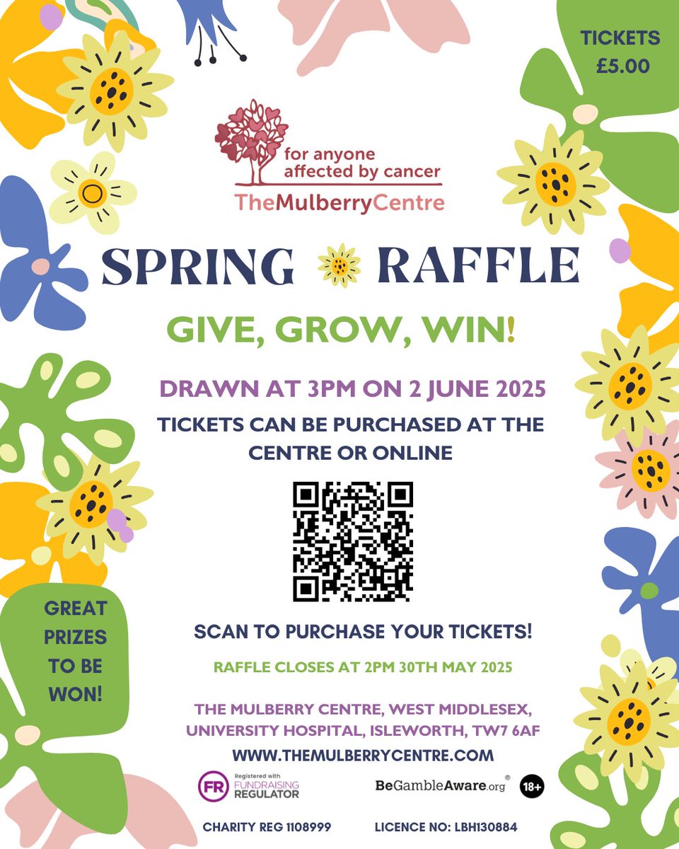 MulberryCentre's tweet photo. We’re excited to launch our Spring Raffle today! Blooming with fabulous prizes – and all in support of The Mulberry Centre’s vital work for people affected by cancer.

👉 Get your tickets here: https://t.co/XZtG0bJ32T

#springraffle #cancersupport https://t.co/nYpl2EhAkH