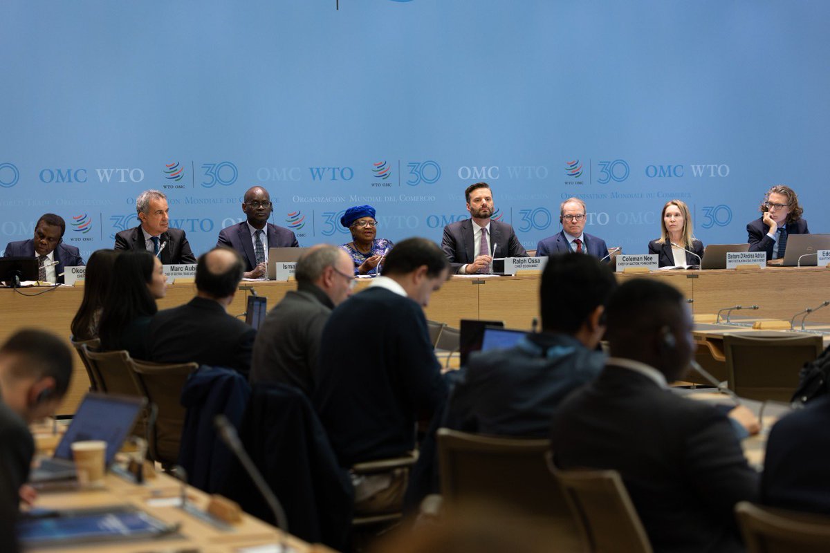 NOIweala's tweet photo. Today we released the WTOs Trade Forecast for 2025 and 2026. Based on the trade policies currently in effect, we
project that global merchandise trade volumes will decline by 0.2%
in 2025—nearly three percentage points below the level we would
have expected without recent trade policy shifts. However there are downside risks, a reinstatement of
"reciprocal" tariffs would shave 0.6 percentage points off this forecast, lowering the projected growth rate to –0.8% and a broader spread of policy uncertainty beyond US trading
relationships would reduce growth by another 0.7 percentage points—implying a total decline in global merchandise trade of 1.5% in 2025 if both risks materialize. Of great concern is China-US decoupling. Click on the link to read my statement at the Press Conference.
https://t.co/wSsLZb8lex