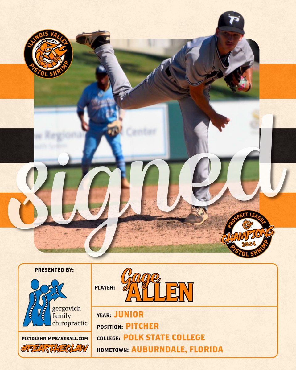 PShrimpBaseball's tweet photo. Signed: Gage Allen! #FearTheClaw

𝐂𝐨𝐥𝐥𝐞𝐠𝐞: Polk State College
𝐌𝐨𝐯𝐢𝐞: Brother Bear
𝐇𝐨𝐥𝐢𝐝𝐚𝐲: Christmas
𝐓𝐡𝐞𝐦𝐞 𝐍𝐢𝐠𝐡𝐭: Bingo Night

𝑷𝒓𝒆𝒔𝒆𝒏𝒕𝒆𝒅 𝑩𝒚: Gergovich Family Chiropractic https://t.co/FSjxqf5R6b