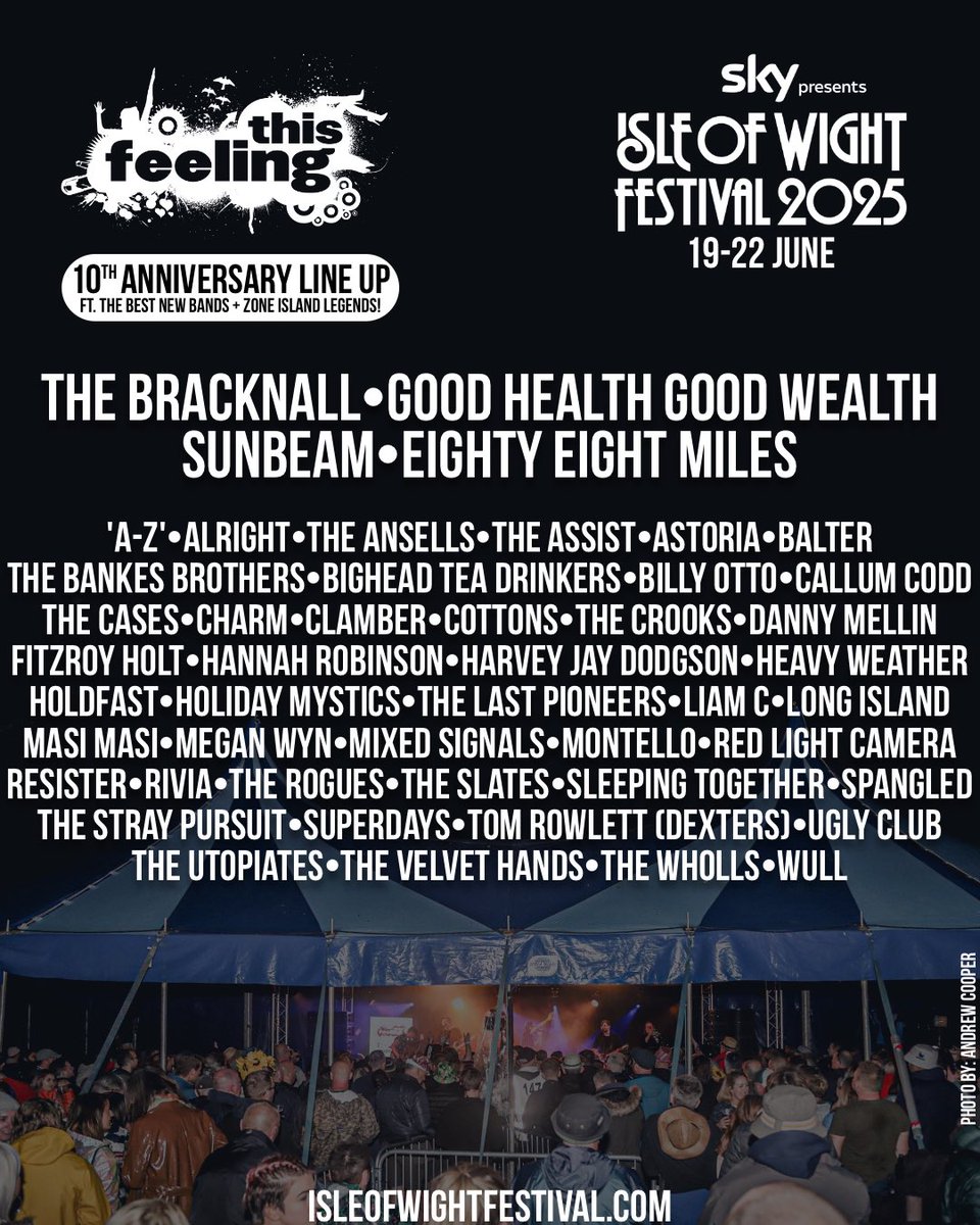Isle of Wight Festival (@isleofwightfest) on Twitter photo Welcoming back <a href="/This_Feeling/">This Feeling</a> to the Island for an incredible 10th year!
Get ready for 47 amazing acts including some old friends at Sky presents the Isle of Wight festival 2025 #IOW2025 #SkyxIOW
Get your tickets now at isleofwightfestival.com/onsale Welcoming back <a href="/This_Feeling/">This Feeling</a> to the Island for an incredible 10th year!
Get ready for 47 amazing acts including some old friends at Sky presents the Isle of Wight festival 2025 #IOW2025 #SkyxIOW
Get your tickets now at isleofwightfestival.com/onsale
