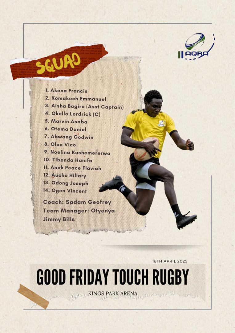 AQRugbyAcademy's tweet photo. Good Friday Touch Rugby Tournament is here. Our squad is ready to take on the competition at @Kingsparkarena.

#AcholiQuartersRugbyAcademy #TouchRugby2025 https://t.co/yFP1loczPX