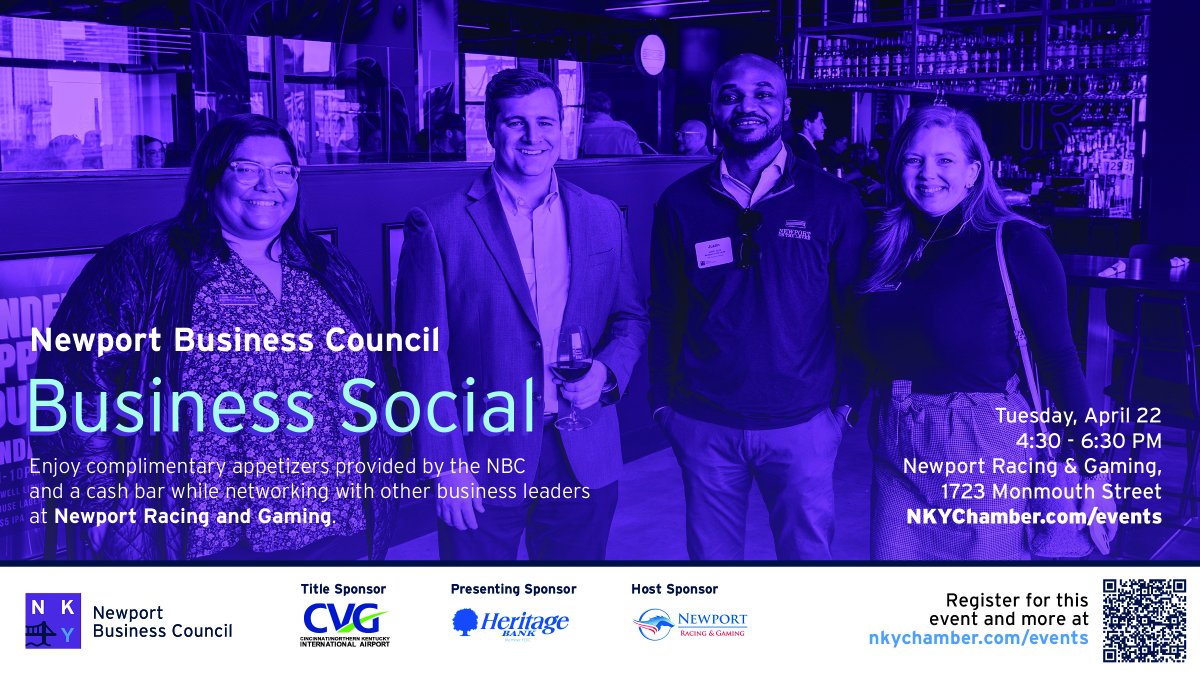 Join us for the Newport Business Council Networking Social on Tuesday, April 22 from 4:30-6:30 pm at Newport Racing &amp; Gaming.

Enjoy complimentary appetizers provided and a cash bar while networking with other business leaders.