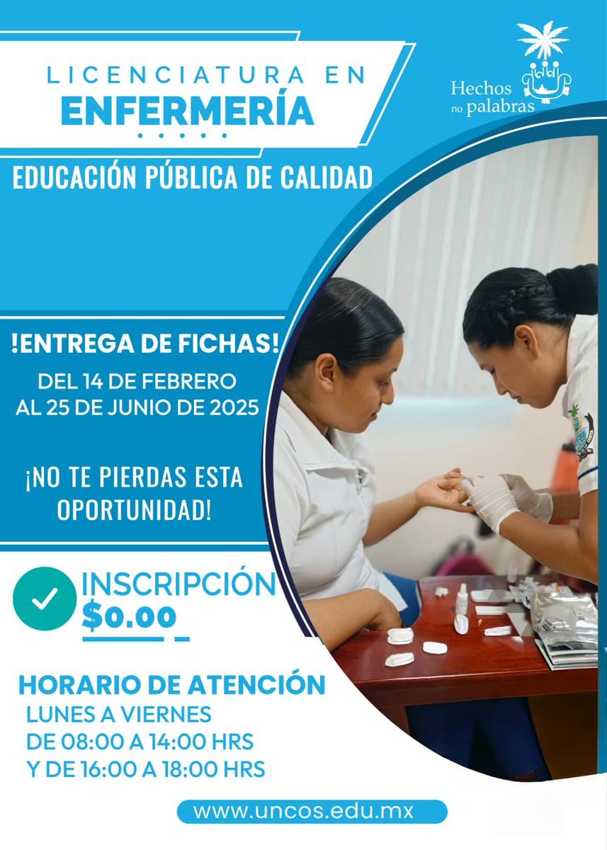 UNCOS_SUNEO's tweet image. Futuros aspirantes, estaremos tramitando fichas hasta hoy 16 de abril,reanudando de manera normal el día lunes 21 de abril.
No esperes más.
¡Inscríbete en nuestra licenciatura en Enfermería y comienza a hacer una diferencia en la vida de las personas!
#Pinotepa #SUNEO