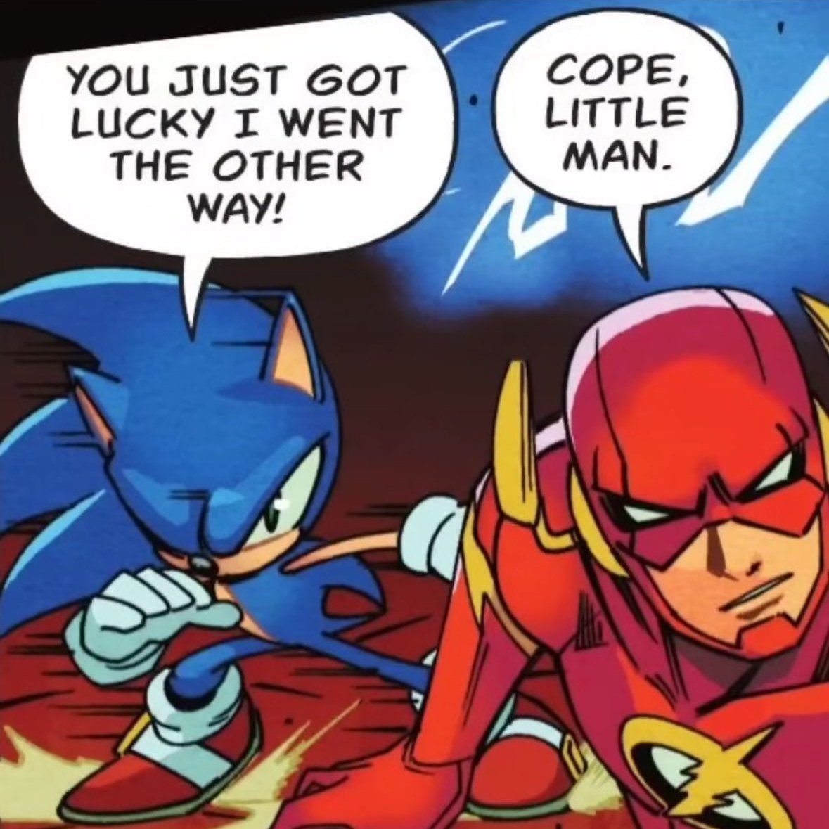 DynamoSuperX's tweet photo. sonic and the flash talking shit to reach other like brothers is the funniest shit ever. 💀 https://t.co/5OFD3Kcgul