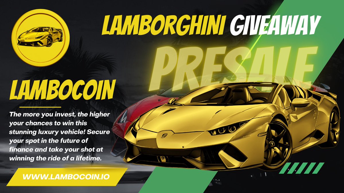 LamboC0in's tweet photo. Don’t miss out on the presale of the year with a real lambo giveaway! 🤪🚀📈🏎️ https://t.co/JVzhh1kebo