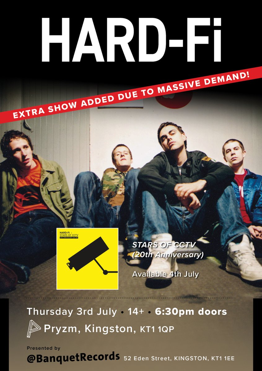 Hard-Fi๐ (@hard_fi) on Twitter photo You sold out our <a href="/KingstonPryzm/">Pryzmkingston</a> show in 2 minutes โผ Due to the massive demand, weโre adding another show at 6:30pm on Thursday ย 3rd July. Tickets on sale tomorrow 11AM โ last chance! ๐๏ธ hardfi.lnk.to/cctv20Pryzm <a href="/BanquetRecords/">Banquet Records</a> You sold out our <a href="/KingstonPryzm/">Pryzmkingston</a> show in 2 minutes โผ Due to the massive demand, weโre adding another show at 6:30pm on Thursday ย 3rd July. Tickets on sale tomorrow 11AM โ last chance! ๐๏ธ hardfi.lnk.to/cctv20Pryzm <a href="/BanquetRecords/">Banquet Records</a>