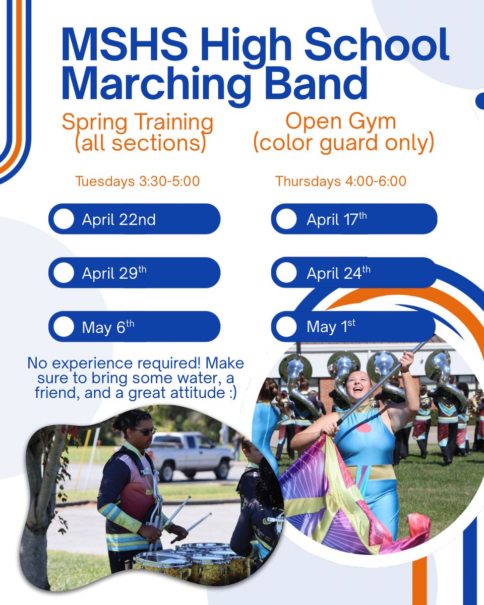 Spring Trainings for the 2025 Marching Season are underway!! We hope to see you there!! 🦅💙🧡