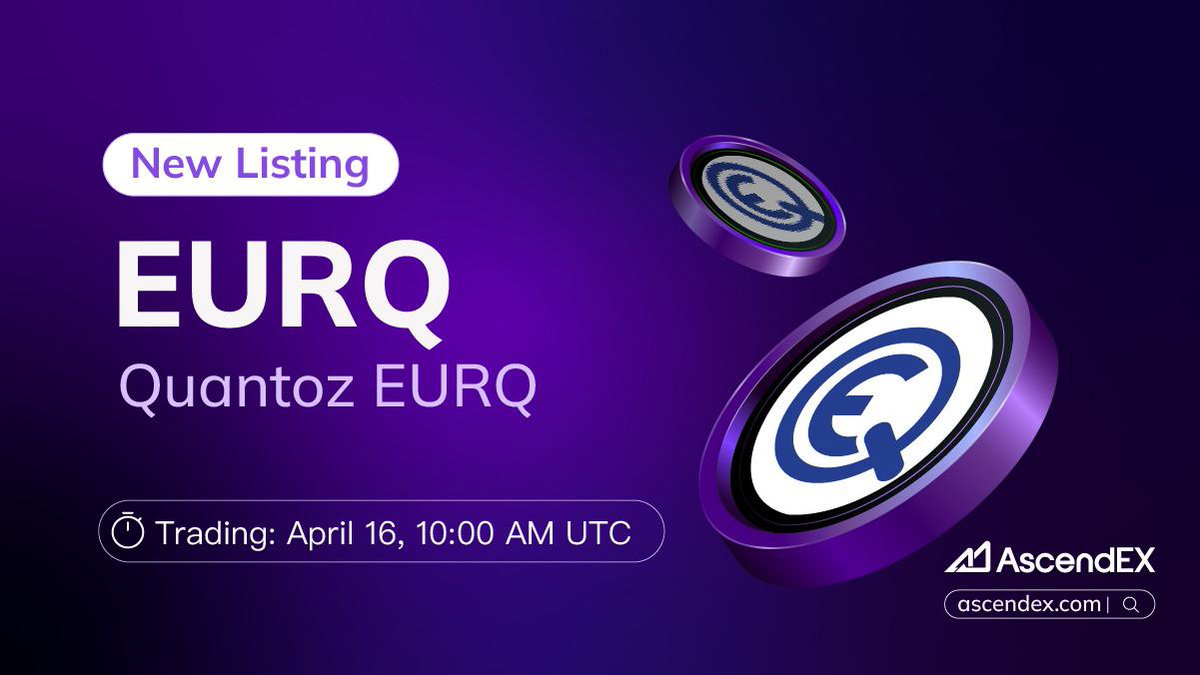 ekanem uko (@ekanemu31161) on Twitter photo Euro goes digital!
Trade #EURQ by <a href="/QuantozPay/">QuantozPay</a> on #AscendEX with the EURQ/USDT pair.
✅ Deposit: Opened
✅ Trading: Apr 16, 10:00 AM UTC
✅ Withdrawal: Apr 17, 10:00 AM UTC
Join the Euro stablecoin movement: ascendex.com/en-us/register
#CryptoNews #EURQ #StableAssets Euro goes digital!
Trade #EURQ by <a href="/QuantozPay/">QuantozPay</a> on #AscendEX with the EURQ/USDT pair.
✅ Deposit: Opened
✅ Trading: Apr 16, 10:00 AM UTC
✅ Withdrawal: Apr 17, 10:00 AM UTC
Join the Euro stablecoin movement: ascendex.com/en-us/register
#CryptoNews #EURQ #StableAssets