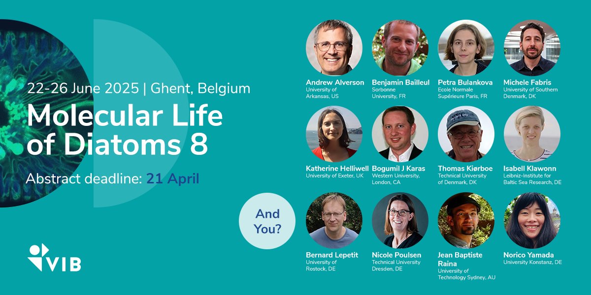 VIBTrainConf's tweet image. #MLD8 brings together experts and early-career researchers in Ghent to explore diatom biology, ecology, and biotech.
Have exciting results to share? Submit your abstract by April 21, and be part of the conversation: vibbio.tech/3Gpw7XF
#Microalgae #DiatomResearch