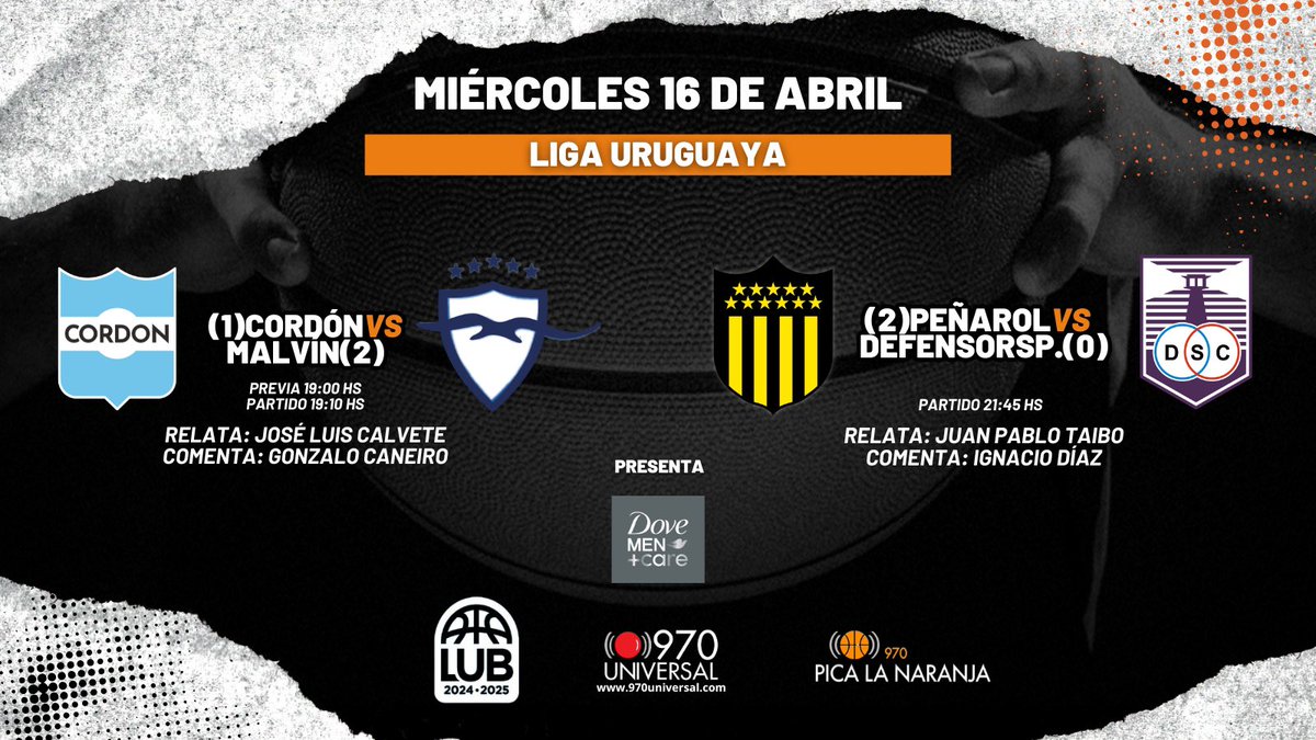#LUB Hermosa doble jornada, que puede definir dos nuevos semifinalistas.
Malvín y Peñarol van por meterse entre los 4 mejores.
Desde las 19 hs y hasta la medianoche estaremos en vivo por <a href="/universal970/">970 Universal</a> con Cordón-Malvín y Peñarol-Defensor Sp.