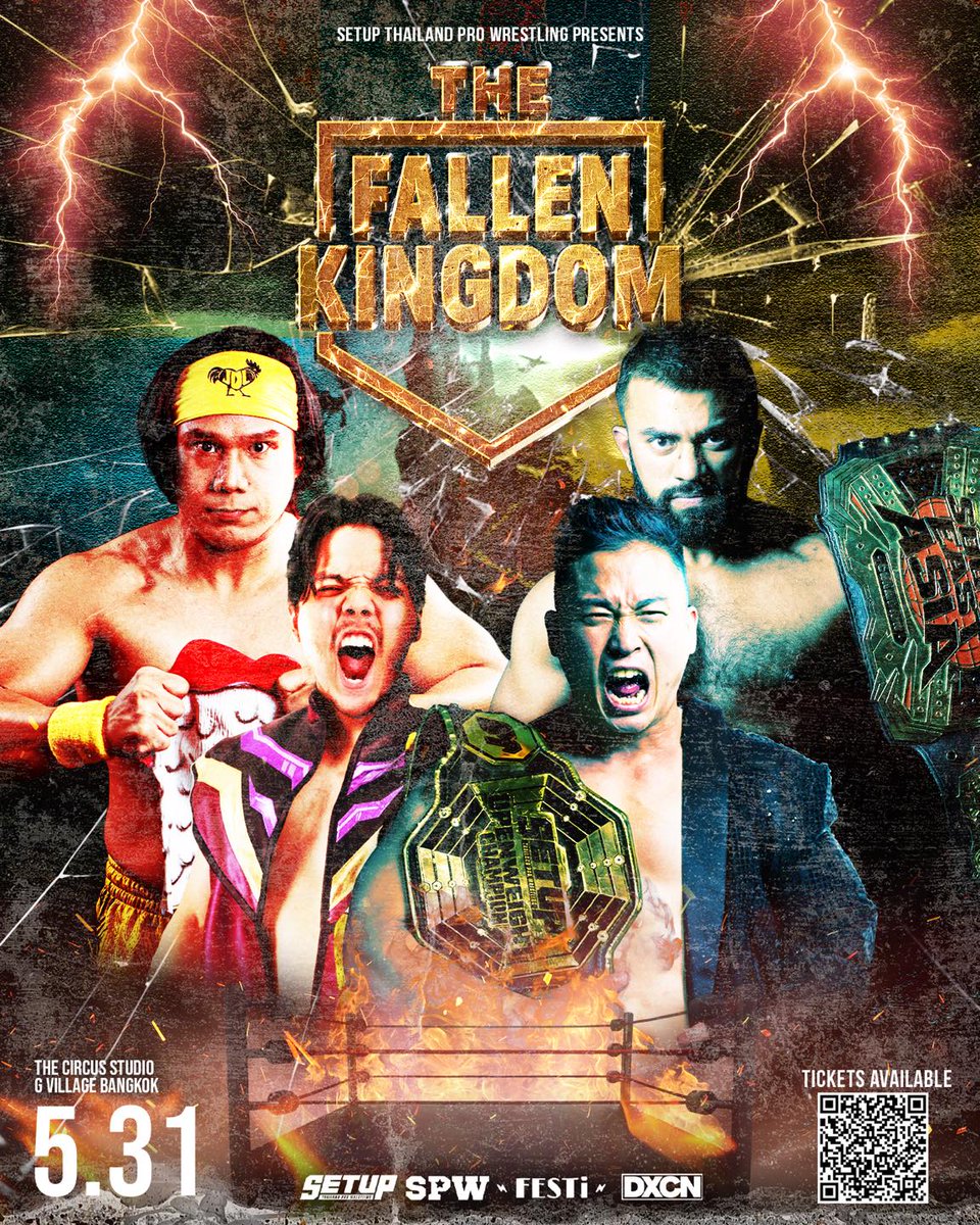 🚨 [NEXT SHOW] : SETUP Thailand Pro Wrestling EP.22: THE FALLEN KINGDOM

📅 May 31, 2025 | 📍The Circus Studio, G Village
⏰ Doors 17:00 / Show 17:30 (⚠️ starts 1 hr earlier!)
🎟️ ticketmelon.com/setupth/setupt…

We’ve lost almost every title to foreign champions.
Now, a new enemy rises —