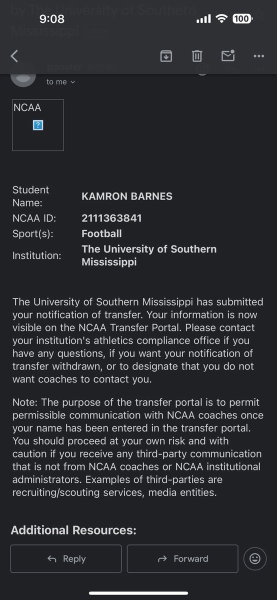 Thank you Southern Miss🦅🖤💛

#AGTG 🙏🏾 🏠?
