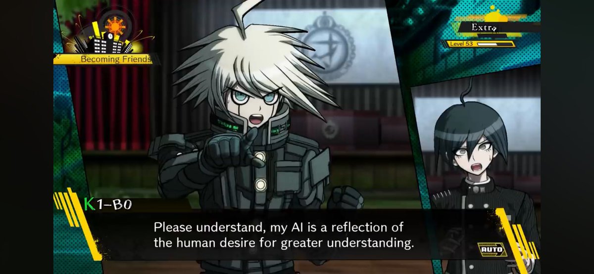 MeryKittenNya18's tweet image. The answer to that is:
He definitely wouldn't!
This is the answer you get from him in his free time event after he shows off how awful he sings, when Shuichi asks him why can't he just pretend to sing playing music with his own AI.

One reason more to love you K1-B0 🫶🩷
🧵1/2