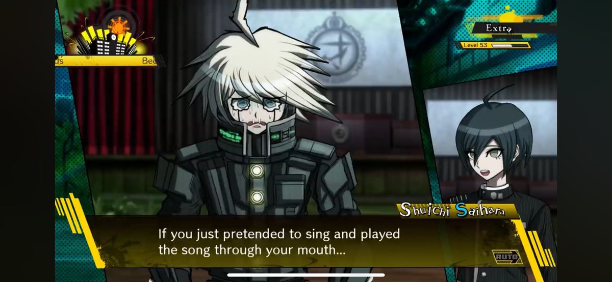 MeryKittenNya18's tweet image. The answer to that is:
He definitely wouldn't!
This is the answer you get from him in his free time event after he shows off how awful he sings, when Shuichi asks him why can't he just pretend to sing playing music with his own AI.

One reason more to love you K1-B0 🫶🩷
🧵1/2