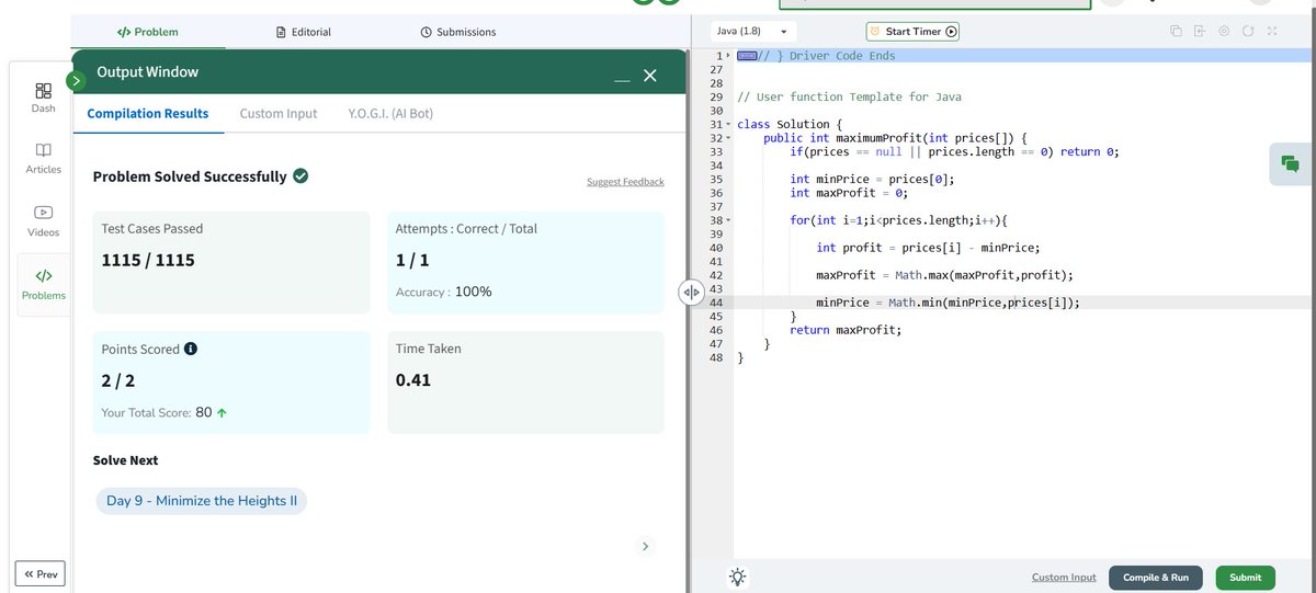 SwayamVish50105's tweet photo. Day 36 of coding journey ! Solved basic DSA problem Stock Buy and Sell. #gfg160 #GFG2025 #CodingChallenge #codingismylife https://t.co/83xhFE1hiN