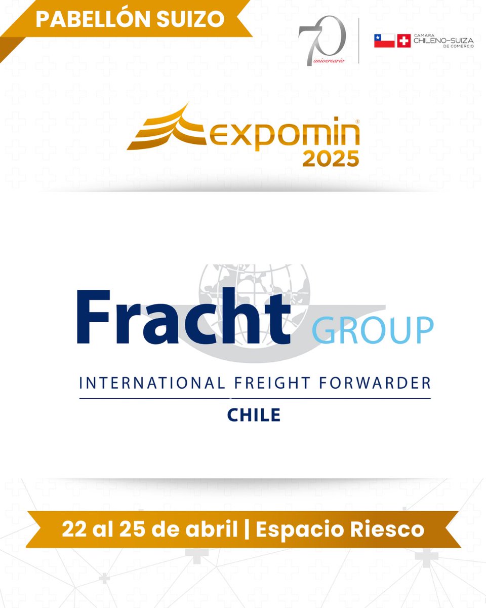 ¡ <a href="/FrachtGroup/">Fracht Group</a> estará en el Pabellón Suizo de <a href="/ExpominOFICIAL/">Expomin</a> 2025 !

Con experiencia en #carga y #logística internacional, Fracht presentará soluciones logísticas a través de sus áreas de experticia como el marítimo, minero, alto tonelaje, ware house, aéreo, entre otros.