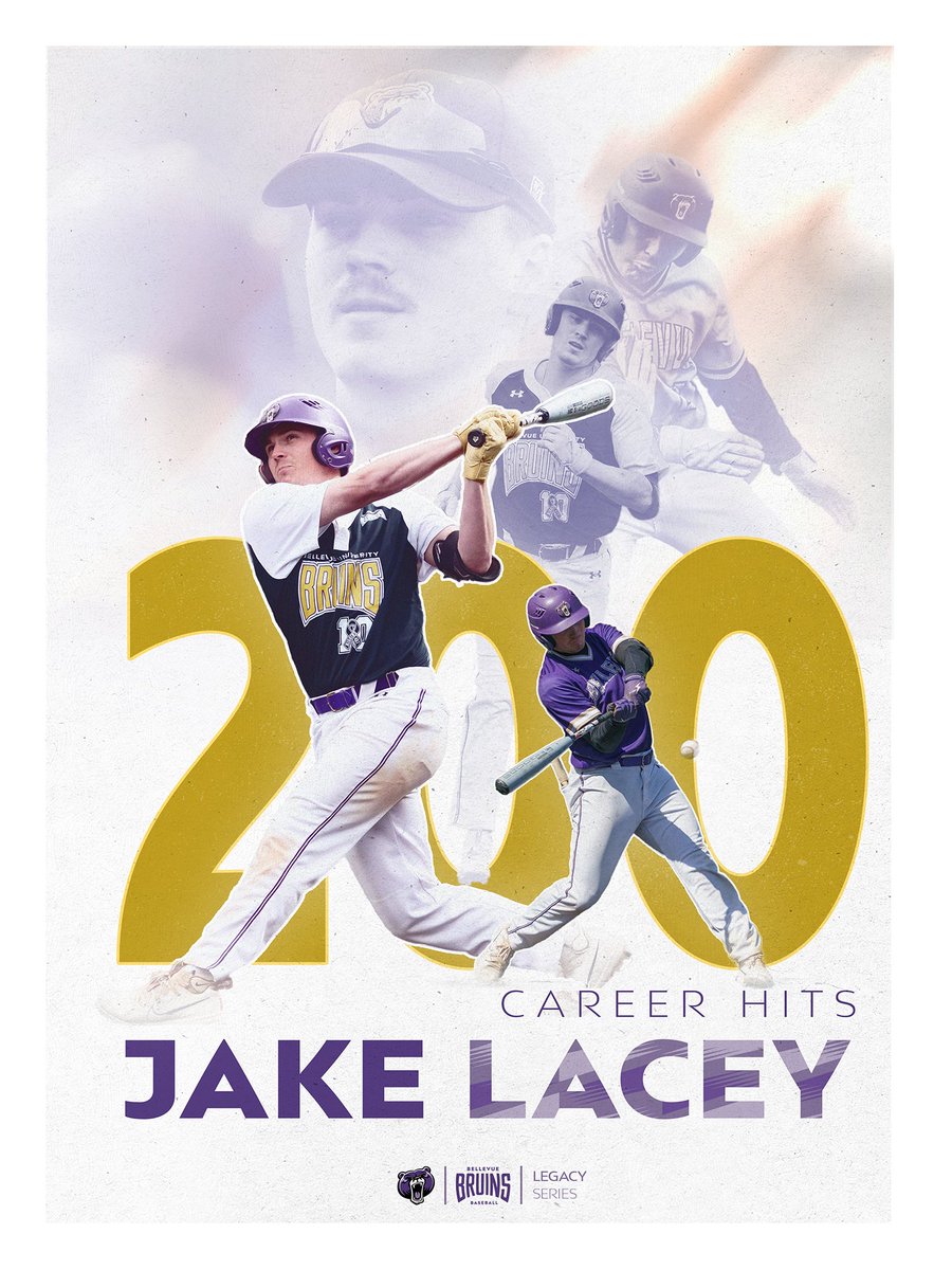 With his second inning single yesterday against Doane, <a href="/BUBruinBaseball/">Bellevue U. Baseball</a>'s Jake Lacey became the sixth member of the 200-hit club. Congratulations, Jake!
#NAIABall