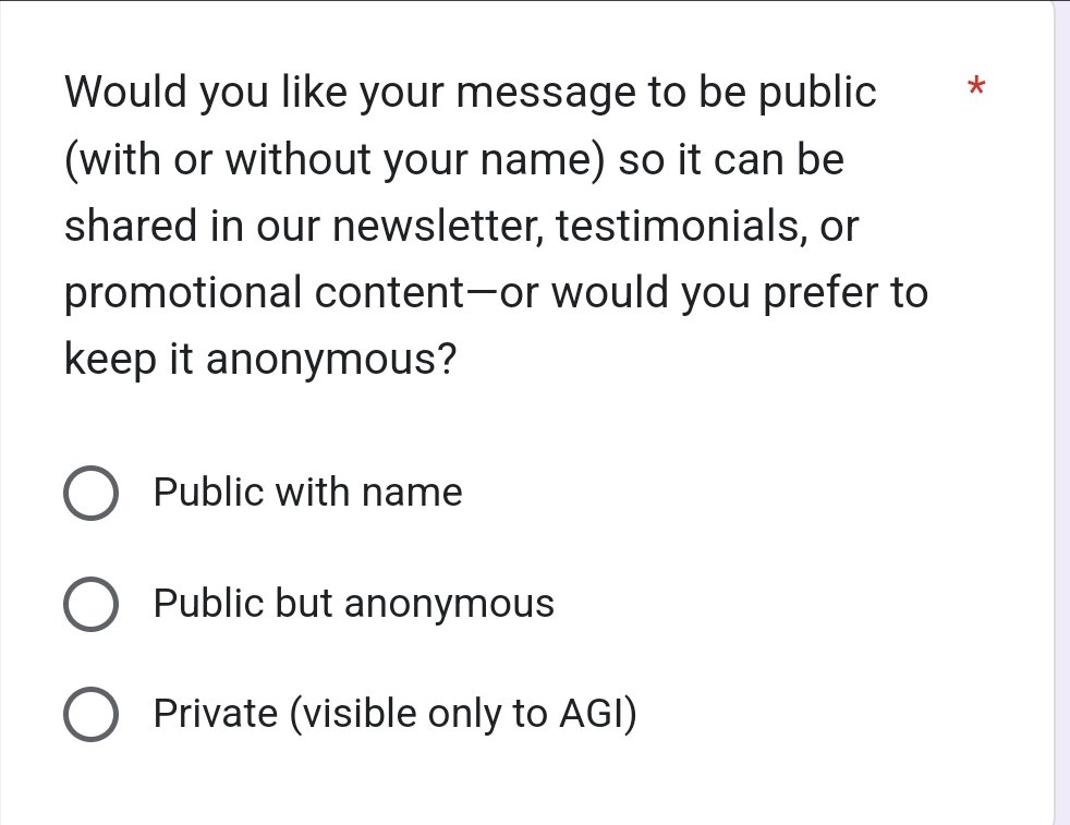 AlignmentVault's tweet photo. You have the choice in Q11 to either make your message public or keep it private to AGI. https://t.co/24hVcehLUp