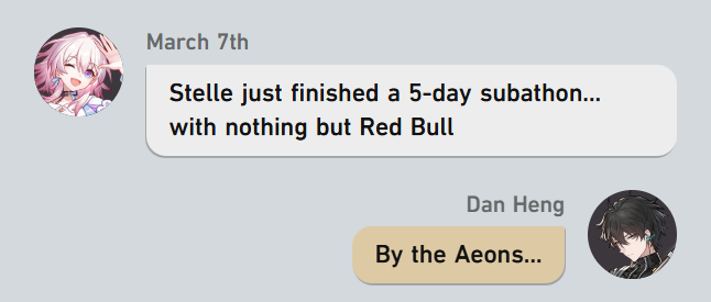 DeannaLatte's tweet photo. Note to self: Don't let Stelle get near energy drinks. Ever.
#HonkaiStarRail #Stelle #March7th #danheng #chatfic https://t.co/sis7nhIA8X