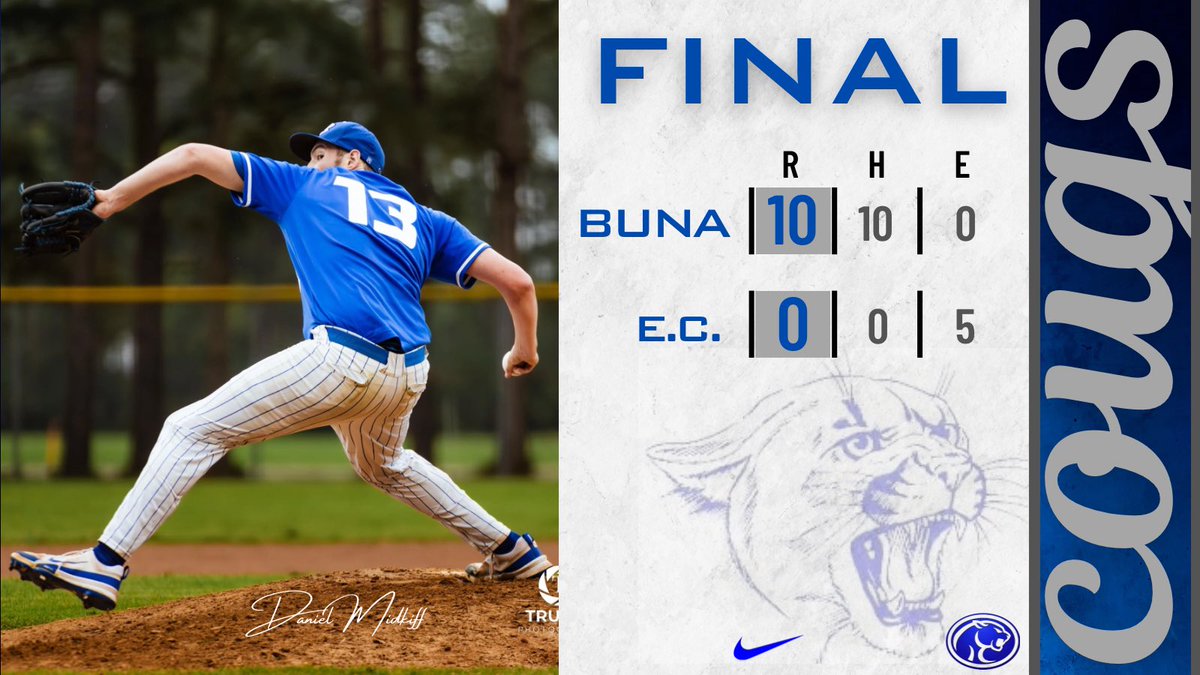 Cougars win! Daniel Midkiff tosses a No Hitter while the Cougar lineup has a 10 hit day to defeat East Chambers 10-0. 

WP- Daniel Midkiff, 0 H, 14 K's

Helm 2-3
Everett 2-3, 2 RBI
Goodman 2-3, 2 RBI
Moss 1-2
Ashley 1-2
Hartt 1-3
D Midkiff 1-4, RBI