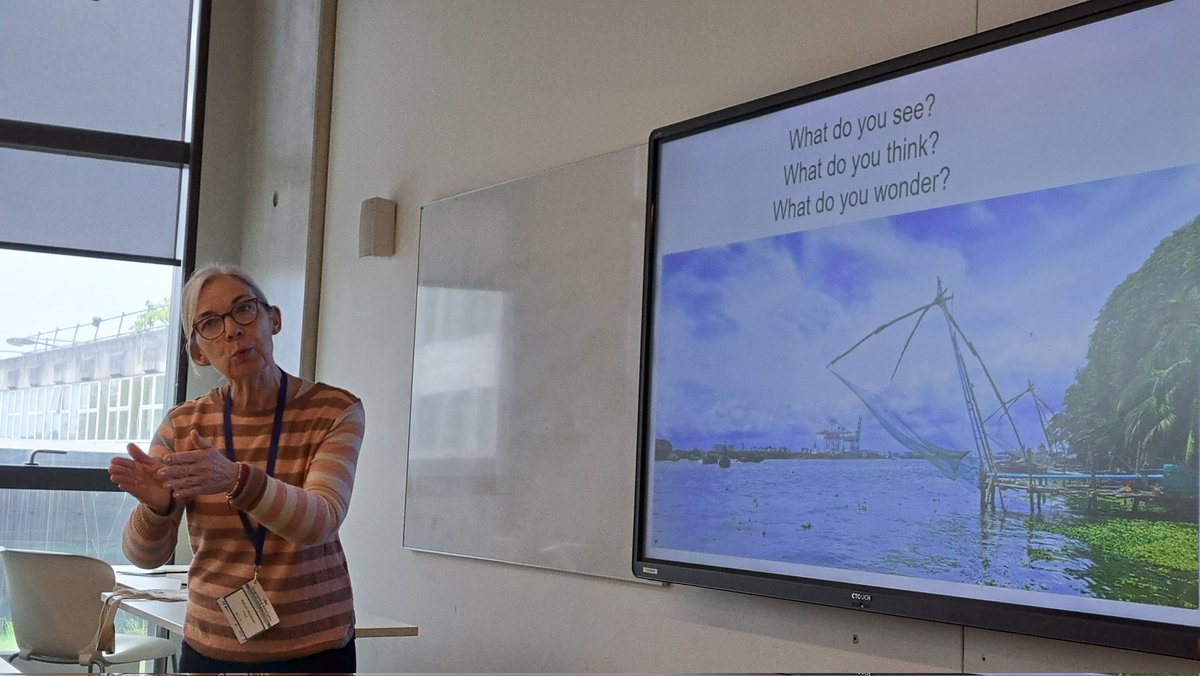 StepwellProject's tweet photo. @The_GA A fabulous session this morning with Kathryn McDonald : "Get your Geoggles on!" - how to ask the 'right questions' and hunt for clues... Through a place-study of Kochi -  A Changing place. Please be in touch for the resources link. Enjoy this afternoon all! #GAConf25 https://t.co/KPJb7xoG4L