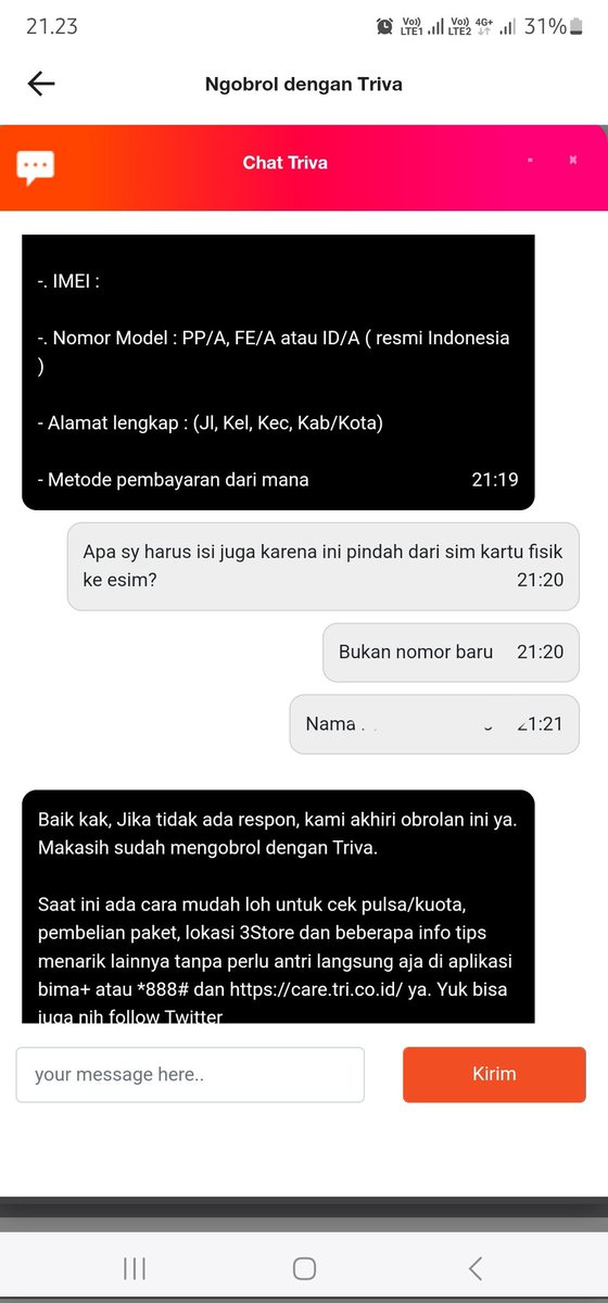 marshall_mrm's tweet photo. @3CareIndonesia masih nanya udh di cut off aja hahaha, gak bener!! https://t.co/S8reKEpbFm