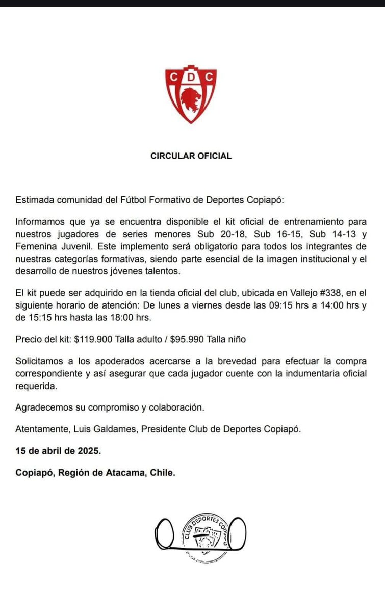 Malas prácticas como esta de los dirigentes de <a href="/CDCopiapo/">Deportes Copiapó Oficial</a> en el fútbol formativo las hemos denunciado en innumerables ocasiones a los mandamases de la <a href="/ANFPChile/">ANFP</a>, Pablo Milad y Jorge Yunge, pero se hacen los desentendidos.

El 22 de marzo, a modo de ejemplo, realizamos una