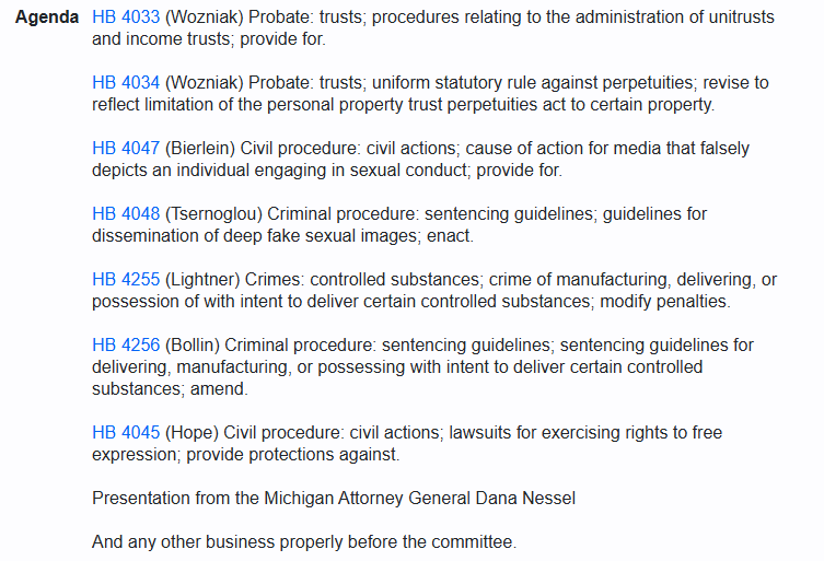 Watch now: the #Michigan House Judiciary Committee, house.mi.gov > House TV > House TV Schedule or on YouTube at youtube.com/live/W3UMU_uGO… #MILeg