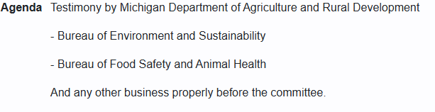 Watch now: the #Michigan House Appropriations: Subcommittee on Agriculture and Rural Development and Natural Resources, house.mi.gov > House TV > House TV Schedule or on YouTube at youtube.com/live/J9LUBTmx2… #MILeg